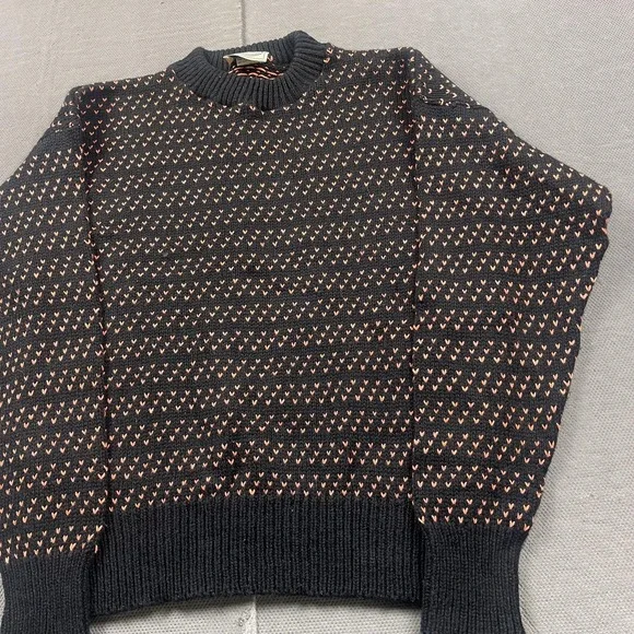 R n R Gear Wool Sweater Mens Medium Black Chunky Knit Birdseye USA Pullover - Picture 5 of 10